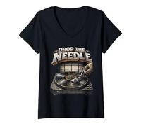 Women's Vinyl Collector Drop The Needle V-Neck T-Shirt