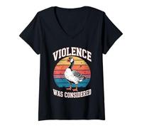Women's Violence was Considered Funny Angry Goose Meme V-Neck T-Shirt