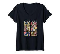 Womens Violet & Columbine William Morris Arts & Craft Style Pattern V-Neck T-Shirt