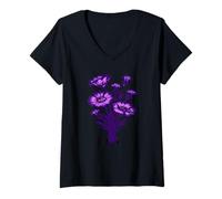 Women's Violet Dusk Wildflower Lilac Botanical Floral Nature Design V-Neck T-Shirt