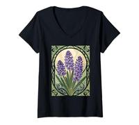 Women's Violet Sonbol Nowruz Hyacinth Bloom V-Neck T-Shirt