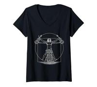 Women's Violin Marching Band DA Vinci Violinist Vintage V-Neck T-Shirt