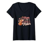 Women's Violin Music Mom of A Treble Maker V-Neck T-Shirt