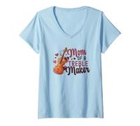Women's Violin Music Mom of A Treble Maker V-Neck T-Shirt