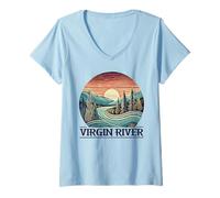 Women's Virgin River T-Shirt Retro Minimalist River Virgin V-Neck T-Shirt