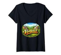 Women's Virginia Historic Valley Landscape V-Neck T-Shirt