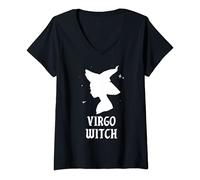Womens Virgo Witch Funny Spooky Vibes Goth Halloween Horoscope V-Neck T-Shirt