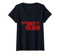 Womens Visit Amity Island Jaws 2025 Adventure V-Neck T-Shirt