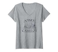 Womens Visit Camelot Souvenir, Funny Middle Ages Castle Ren Faire V-Neck T-Shirt