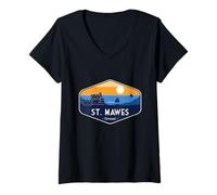 Womens Visit Cornwall. St. Mawes Castle V-Neck T-Shirt