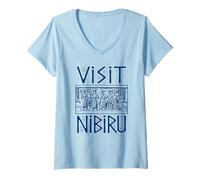 Women's Visit Nibiru Ancient Sumerian Space Myth Line Art VA243 Seal V-Neck T-Shirt
