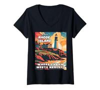 Womens Visit Rhode Island Where Charm Meets Neglect V-Neck T-Shirt