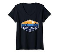 Womens Visit Saint Marie Island, British Crime Paradise V-Neck T-Shirt