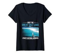 Womens Visit The Great Salt Lake Marina Sailing Boat Utah Tourist V-Neck T-Shirt