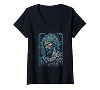 Womens Viva Cristo Rey Catholic Jesus Christ the King V-Neck T-Shirt