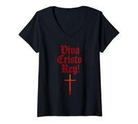 Women's Viva Cristo Rey! - Spanish Catholic Saying V-Neck T-Shirt