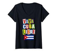 Women's Viva Cuba Libre Flag V-Neck T-Shirt