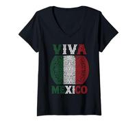 Womens Viva Mexico Aztec Calendar Mexicano Chicano Azteca Brown V-Neck T-Shirt