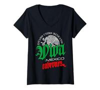 Womens Viva Mexico Cabrones Independence Day Mexican Roots V-Neck T-Shirt
