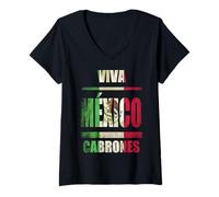 Womens Viva Mexico Cabrones! V-Neck T-Shirt