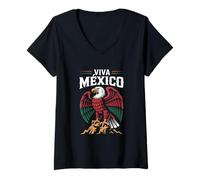 Womens Viva Mexico Mexican Eagle Independence Pride V-Neck T-Shirt