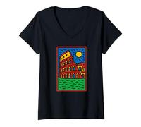 Womens Vivid Rome Colosseum Ancient Landmark Art V-Neck T-Shirt
