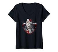 Womens Vlad The Impaler - Tepes Gothic Ruler Vampire Dracula Fangs V-Neck T-Shirt