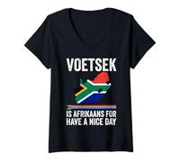 Women's Voetsek Afrikaans Have A Nice Day South Africa V-Neck T-Shirt