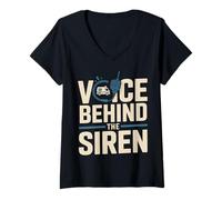 Women's Voice Behind The Siren Emergency Dispatcher EMS V-Neck T-Shirt