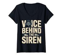 Women's Voice Behind The Siren Emergency Dispatcher EMS V-Neck T-Shirt