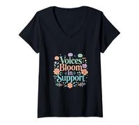 Women's Voices Bloom Support Communication Awareness Design V-Neck T-Shirt