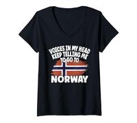 Womens voices in my head - funny Norway V-Neck T-Shirt
