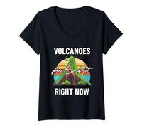 Womens Volcanoes are So Hot Fun Volcanologist Lava Volcano Lover V-Neck T-Shirt