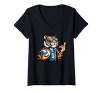 Womens Volleyball Cool Tiger Number One V-Neck T-Shirt