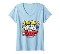 Women's Volleyball Libero This Girl Can Be Bribed with Back Row Reps V-Neck T-Shirt