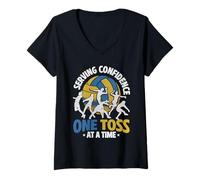Womens Volleyball, Serving Confidence One Toss at A Time V-Neck T-Shirt