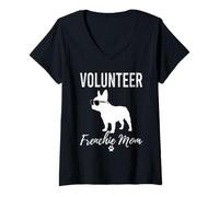 Womens Volunteering Frenchie Mom Funny Volunteer Dog Lover Gift V-Neck T-Shirt