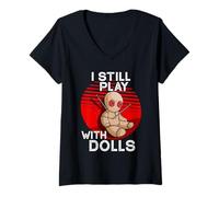 Women's Voodoo Doll Funny Occult Witchcraft Spooky Dark Black Magic V-Neck T-Shirt