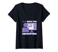 Womens Vote For Encryption Cybersecurity IT Security Coder Privacy V-Neck T-Shirt