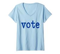 Women's Vote in Dark Blue Lettering V-Neck T-Shirt