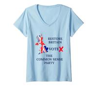 Women's Vote Restore Britain UK Patriots British Pride GB Proud V-Neck T-Shirt