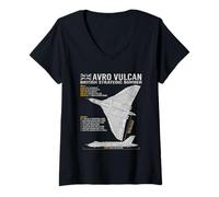 Womens Vulcan Bomber RAF Airplane Aircraft War Tarpaulin Blueprint V-Neck T-Shirt