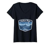 Women's Vulcan Park Alabama Skyline Night Stars Moon Cityscape V-Neck T-Shirt