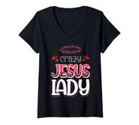 Womens Vwol Crazy Jesus Lady V-Neck T-Shirt