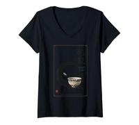 Women's Wabi-Sabi Kintsugi Japanese Calligraphy Zen Art V-Neck T-Shirt