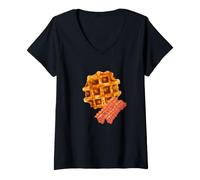 Women's Waffle Bacon V-Neck T-Shirt