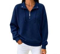 Women's Waffle Knit Half Zip Pullover Sweatshirt Solid Color Stand Collar | Polyester Fabric, Medium Stretch, Solid Color, For Yoga Cycling Beach Vacation, Spring Winter Wear