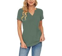 Women's Waffle Knit Tops Short Sleeve V Neck T Shirts Solid Color Tunic Top Plus Size Ladies Casual Summer Blouse Comfy Tops for Work Office T-Shirt UK Clearance