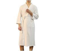 Women's Waffle Pique Short: bathrobe pair terry cloth bathrobe men cotton dressing gown lightweight sauna robe couples bathrobe house coat terry cloth pyjamas sleep suit sleep robe, Z-white, XXXL