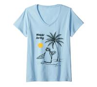 Women's Waikiki Surfing Penguin - Tropical Island, Hawaii Surf V-Neck T-Shirt